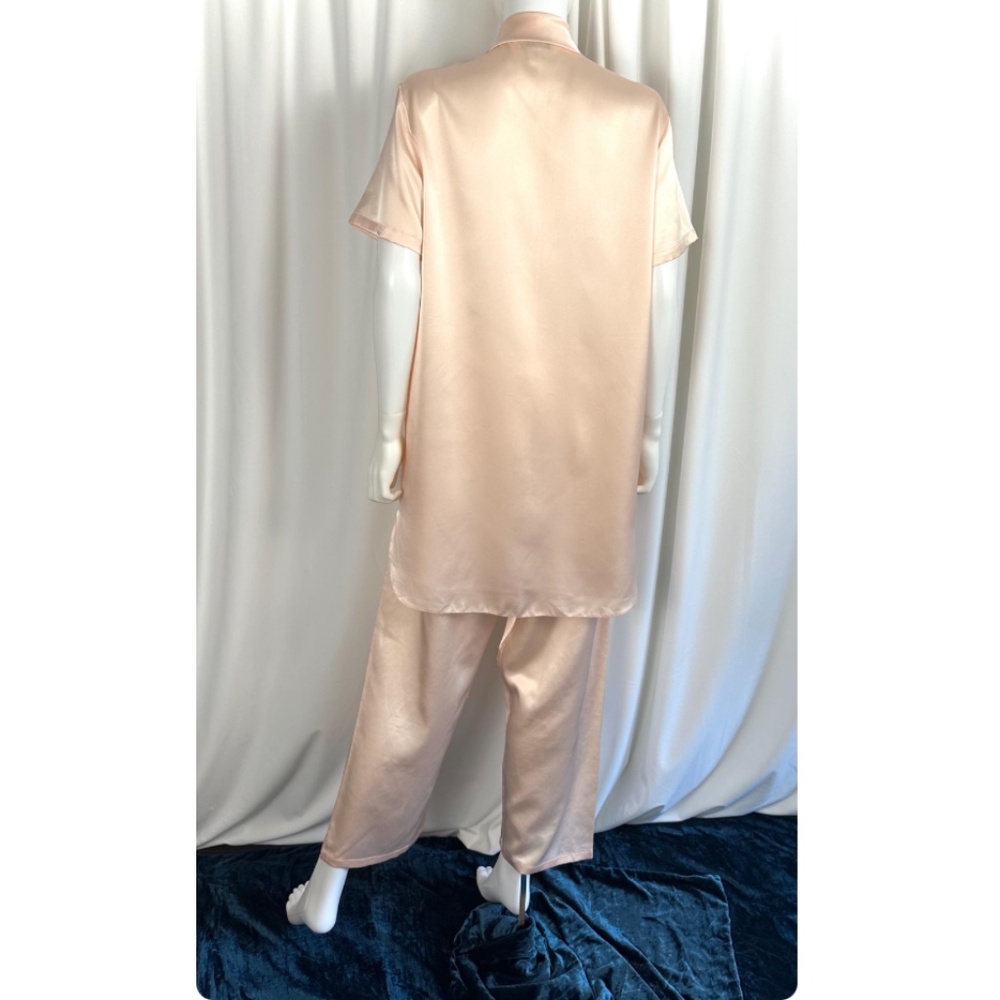 Vintage Marks & Spencer Two Piece Shirt and Pants Satin Set in Blush Pink - M/L - Picture 9 of 10